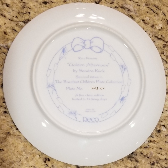 Reco Presents Collector Plate "Golden Afternoon" Sandra Kuck Plate # 3168 NT NEW - Picture 2 of 3